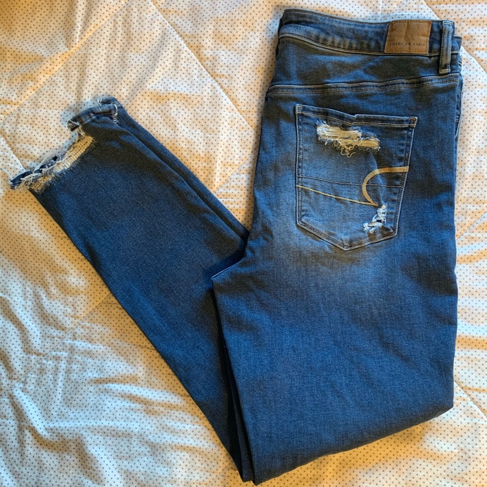 American Eagle hi-waisted patched jeggings 18 long